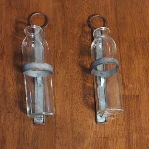 Glass Wall Sconces with Metal Holders